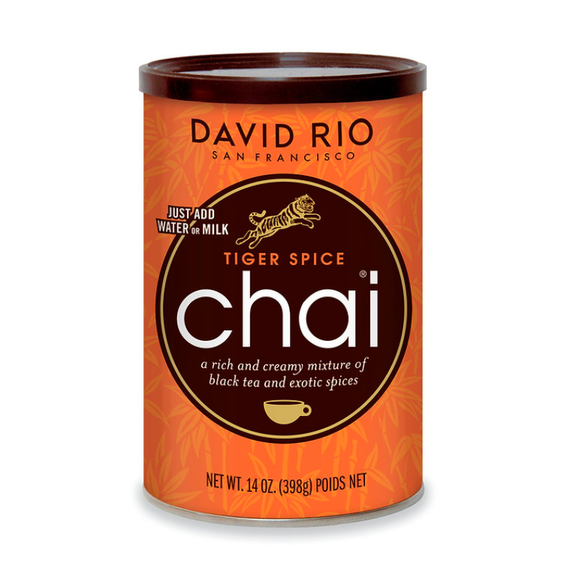 David Rio Tiger Spice Chai – Mezcla instantánea de té negro y especias en lata de 398 g

