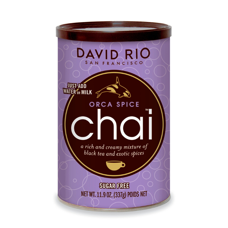 David Rio Orca Spice Chai – Chai gourmet en polvo sin azúcar en lata de 337 g


