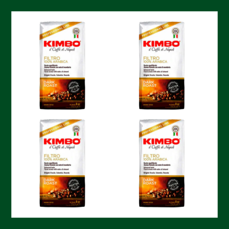 Café molido Kimbo Filtro 100% Arábica, 4 paquetes de 226,8 g.