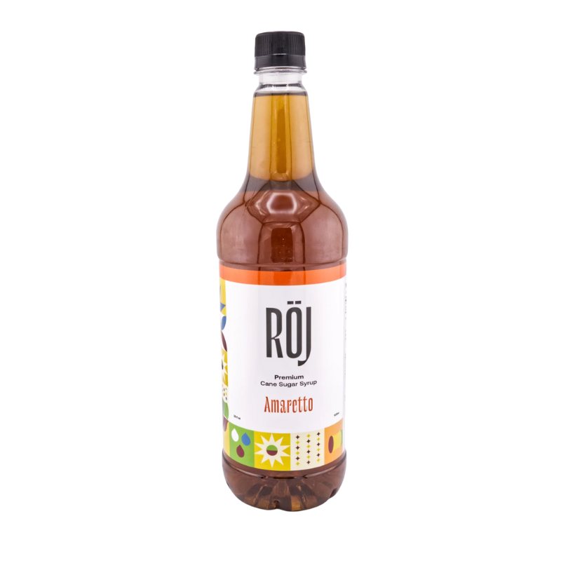 RÖJ Amaretto Syrup 1 L – Sirope sabor amaretto con azúcar de caña sin refinar, ideal para cafés, tés y cocteles