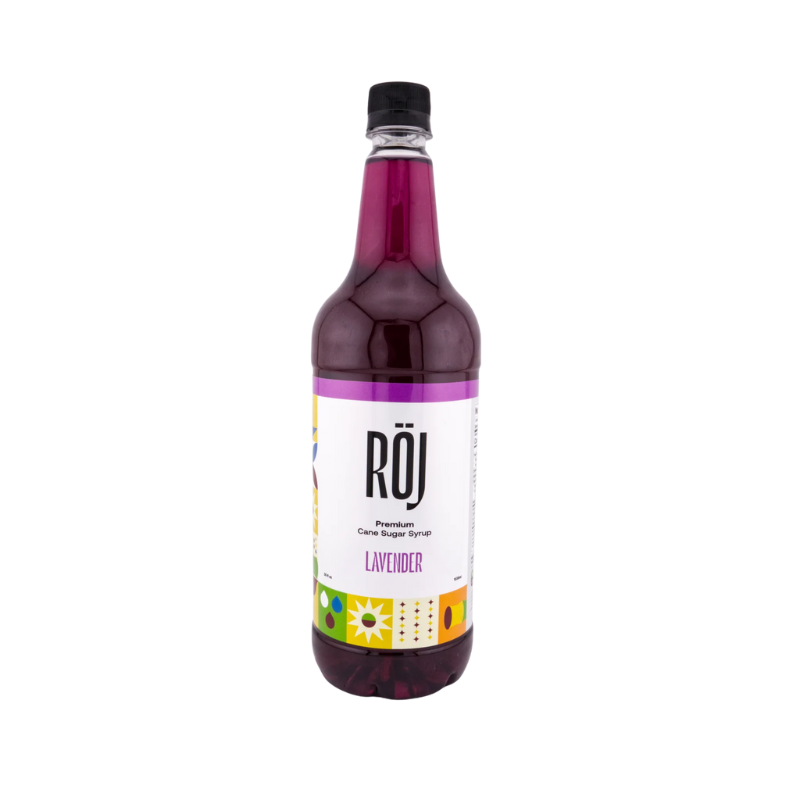 RÖJ Lavender Syrup 1 L – Sirope de lavanda con azúcar de caña sin refinar, ideal para cafés y cócteles.