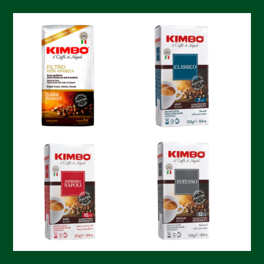 Café Molido Kimbo, 4 diferentes tostados y orígenes