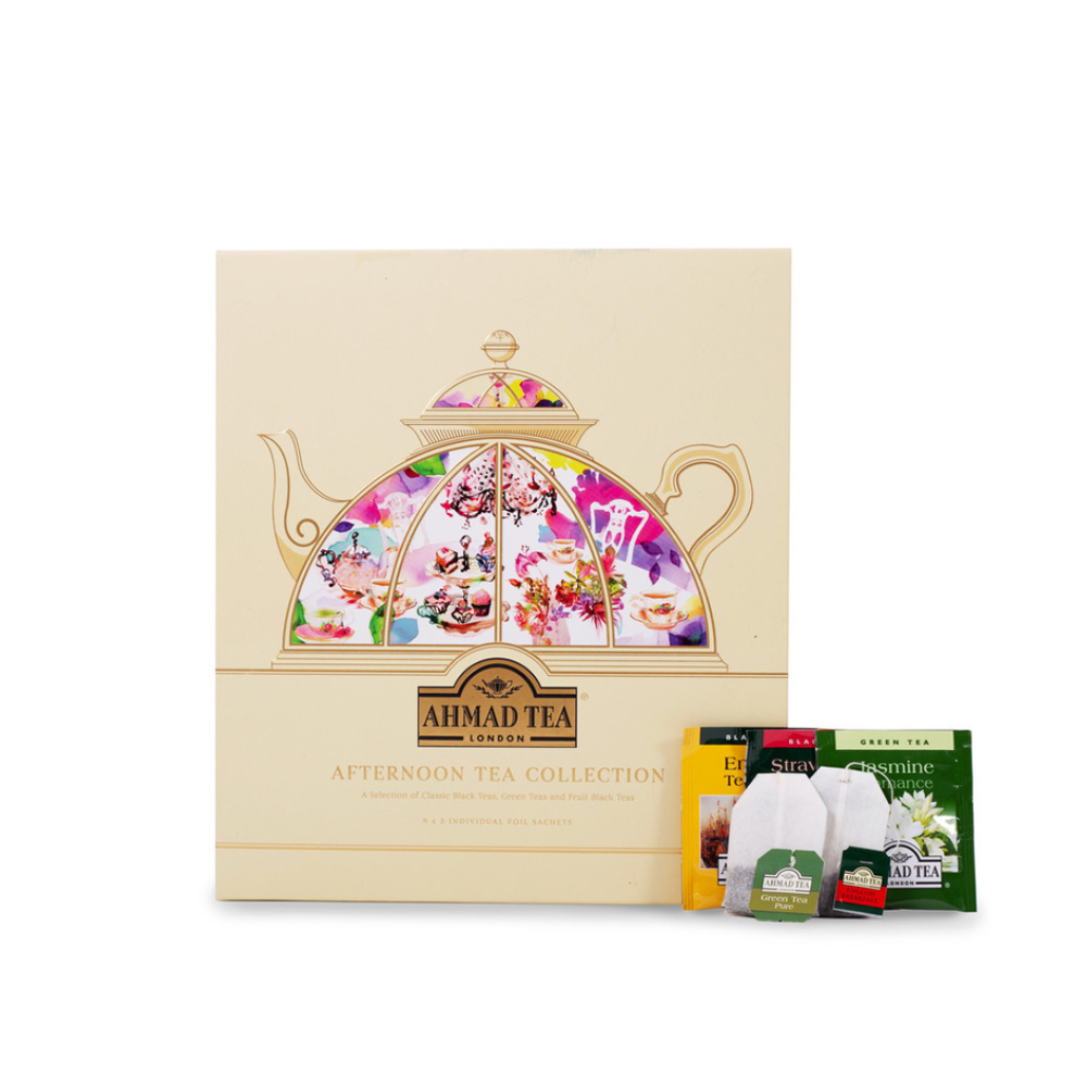 Té Ahmad Afternoon Tea Collection – selección de 45 bolsitas de té en caja floral elegante


