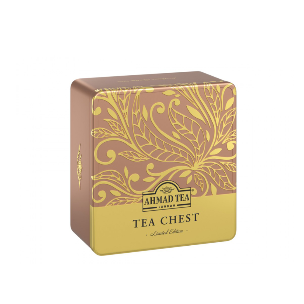 Ahmad Tea Chest Four – selección de 40 bolsitas de té en caja metálica dorada

