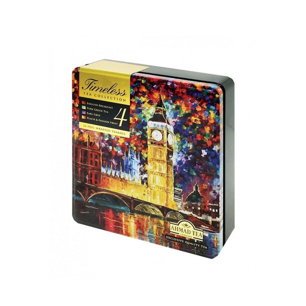 Té Ahmad Timeless Tea Collection – selección de 32 bolsitas de té en caja metálica decorativa

