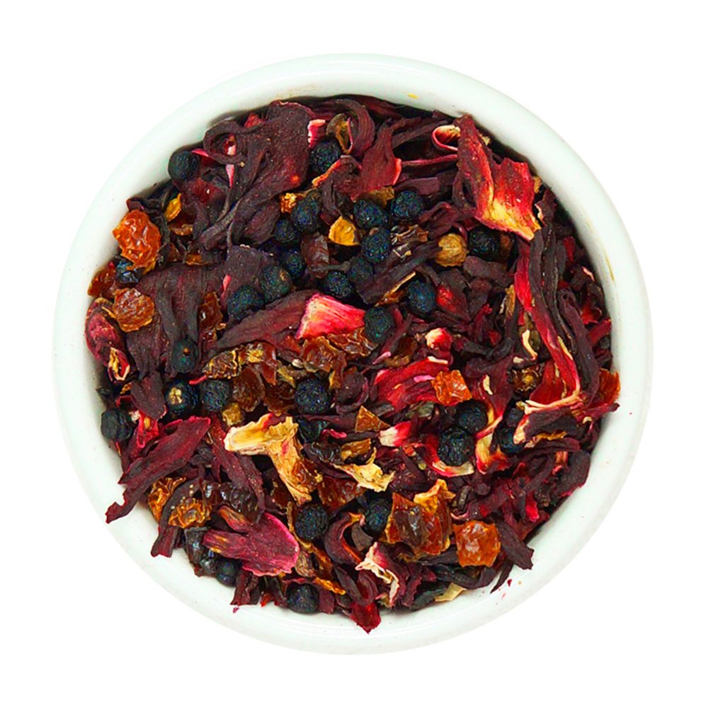 Infusión Eva Camellia con flor de jamaica, goji, rosa mosqueta y maqui, 100 g en hojas sueltas

